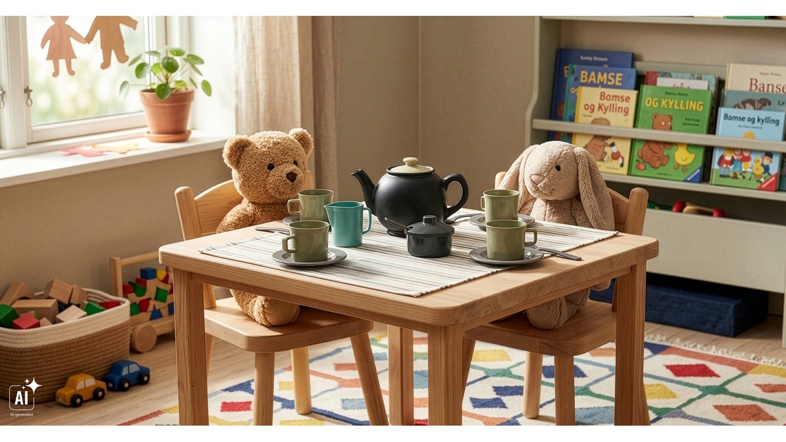 Green Bean Tea Set, 17 Pieces